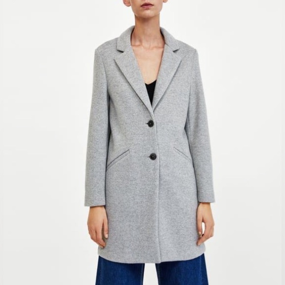 Zara - Gray Single-Breasted Coat